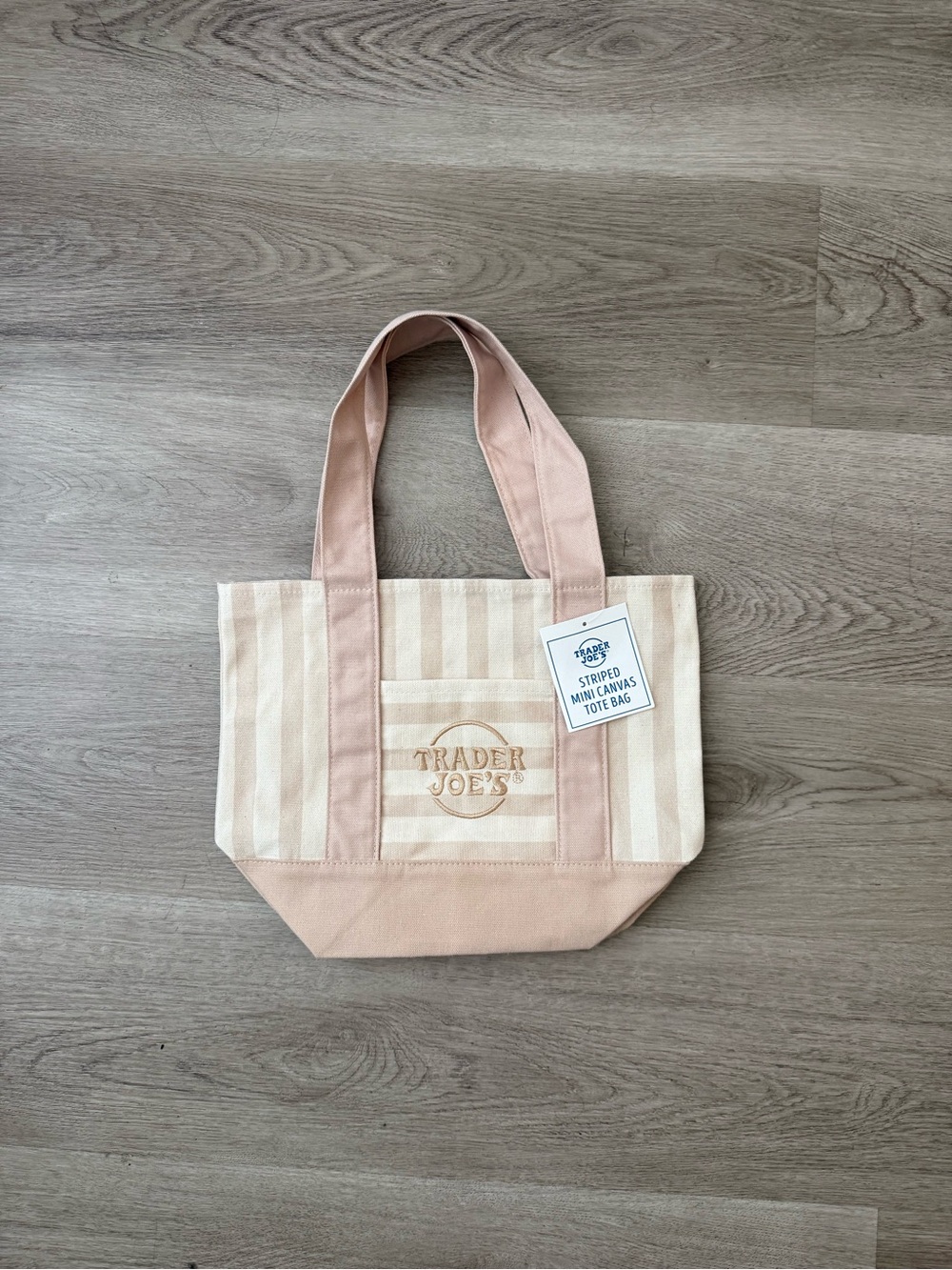 Beige & Cream Striped Mini Canvas Tote Bag
